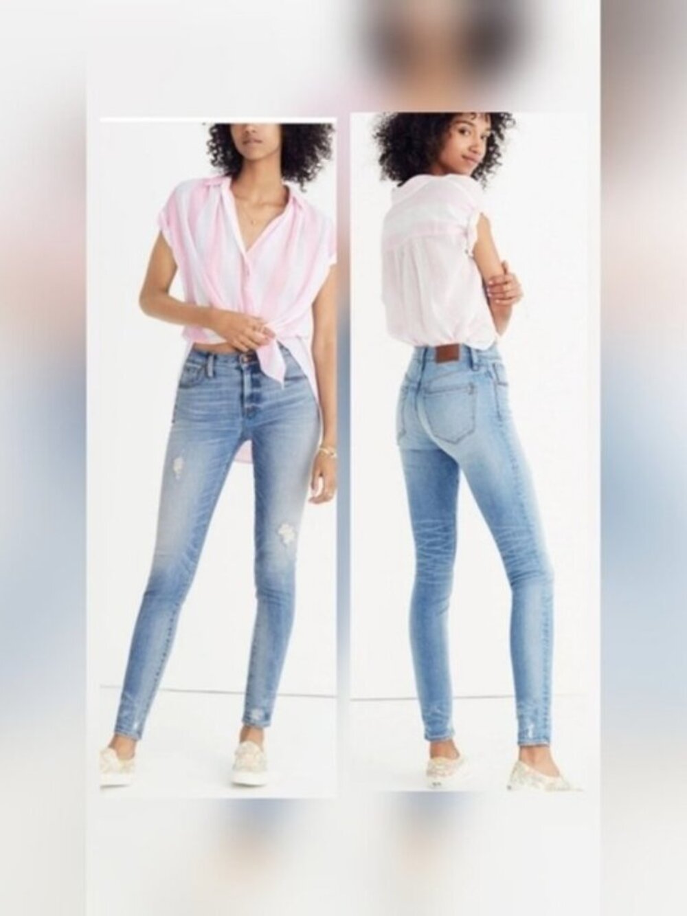 Madewell Sz 25 9" High Rise Skinny Distressed Raw Hem Light Wash  Stretch Jeans